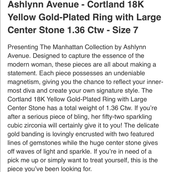 COPY - 18K Yellow Gold-Plated Large Center Stone … - Picture 4 of 6